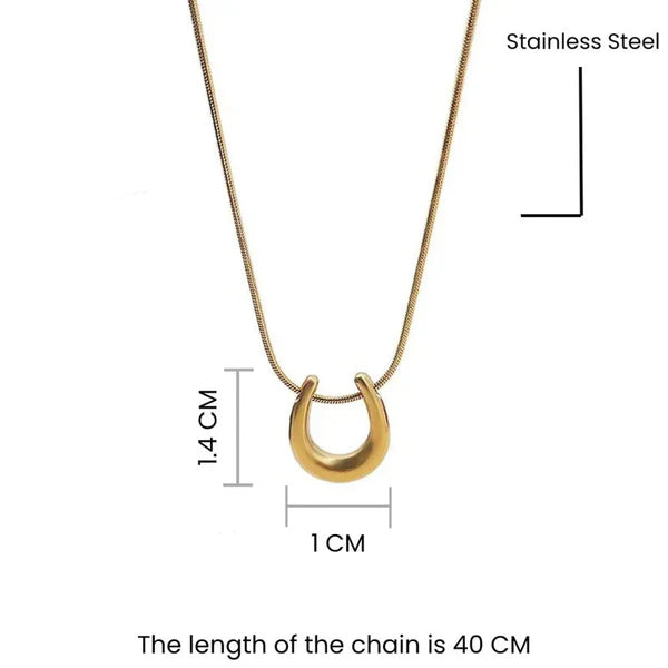 18k Gold-Plated round Geometric Pendant Necklace | Anti-Tarnish, Waterproof, Hypoallergenic Stainless Steel Jewelry for Women