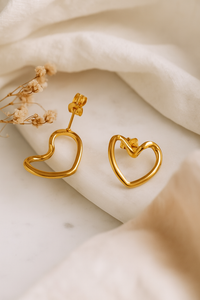 Heart Shaped stud earrings| 18k Gold Plated | Anti-Tarnish| Water-proof| Sweat-Proof