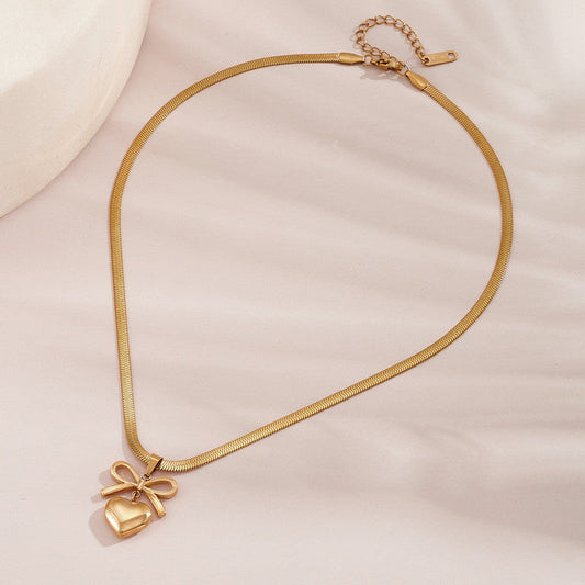 Bow Knot Heart Themed Pendant
Necklace | 18k Gold Plated| Stainless Steel| Anti-Tarnish | Water-proof