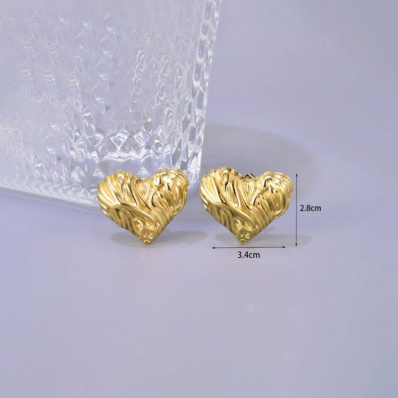 Luxe Love Studs | Anti-Tarnish 18K Gold-Plated | Elegant Heart Earrings