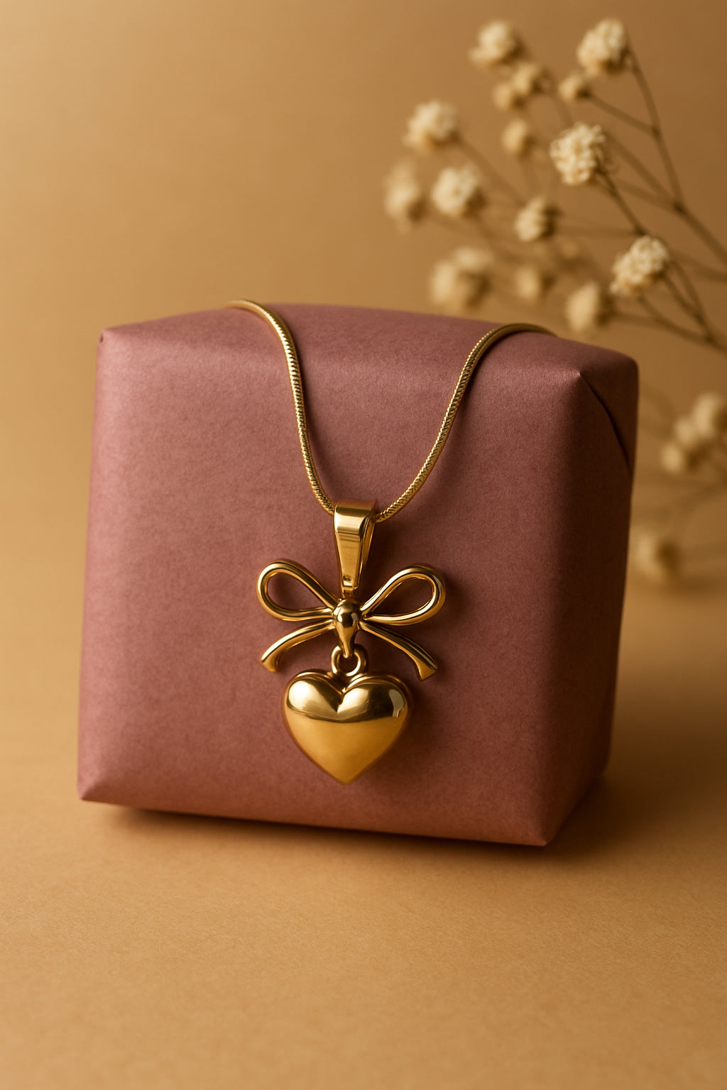 Bow Knot Heart Themed Pendant
Necklace | 18k Gold Plated| Stainless Steel| Anti-Tarnish | Water-proof