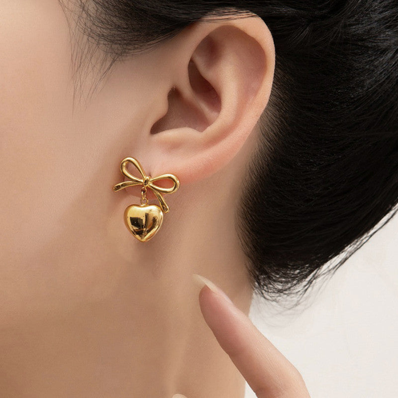 18k Gold Plated Bow-Heart Themed Jewellery Set - Anti-Tarnish| Hypoallergenic | Stainless Steel | Waterproof