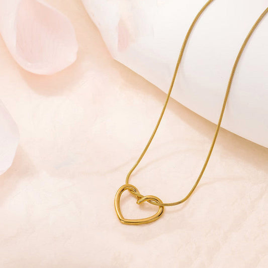 Heart-Shaped 18K Gold Plated Hollow Pendant Necklace |Stainless Steel| Anti-Tarnish | Water-proof
