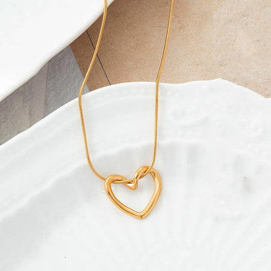 Heart-Shaped 18K Gold Plated Hollow Pendant Necklace |Stainless Steel| Anti-Tarnish | Water-proof