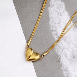 18K Gold-Plated Magnetic Heart Separable Pendant Necklace | Anti-Tarnish Stainless Steel