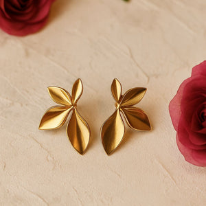 Four-Petal Demifine Earrings | 18k Gold-Plated, Anti-Tarnish, Waterproof, Hypoallergenic Stainless Steel Jewelry for Women