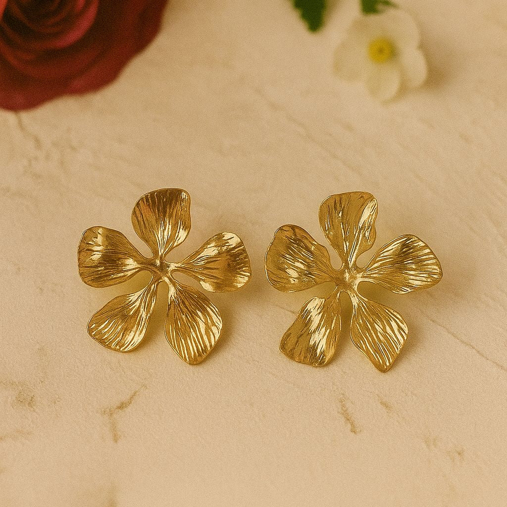 18k Gold-Plated Daffodil Petal Earrings | Anti-Tarnish, Waterproof, Hypoallergenic Stainless Steel Jewelry for Women