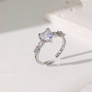 Heart Whisper Adjustable Ring | Silver-Plated Anti-Tarnish Stainless Steel | Minimal Romantic Jewelry