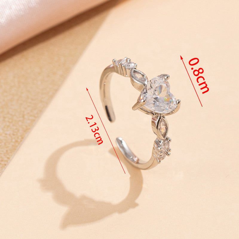 Heart Whisper Adjustable Ring | Silver-Plated Anti-Tarnish Stainless Steel | Minimal Romantic Jewelry